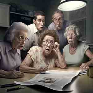 people looking at bills and foreclosure notices